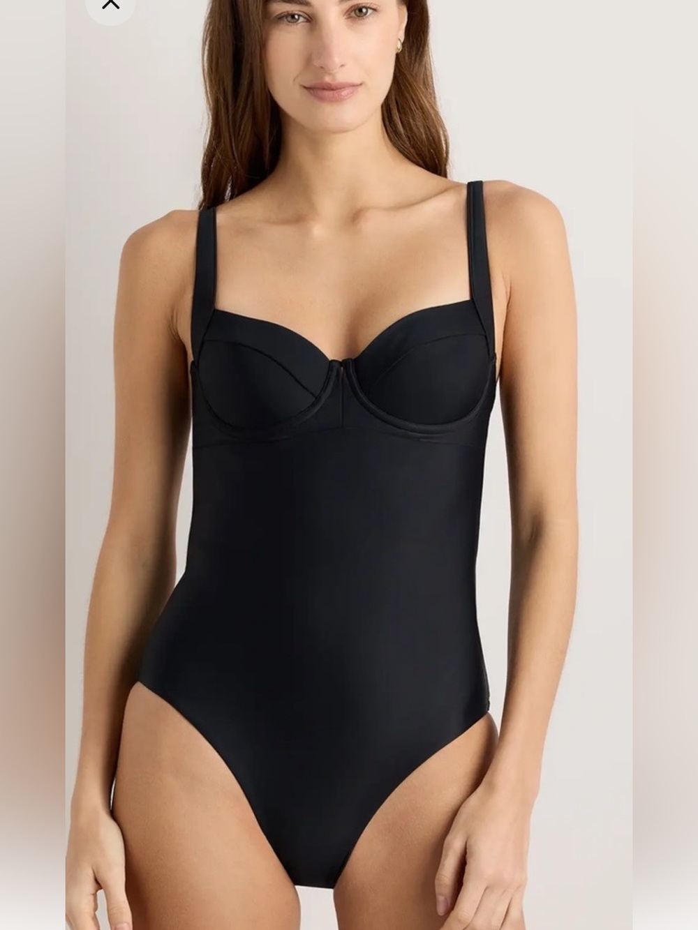 NWT Quince Italian Underwire One- Piece Swimsuit in Black. Size L